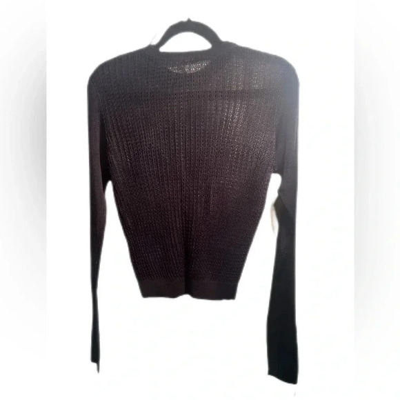 NWT Free People H20 crew pullover stretch black mesh long sleeve crop shirt S - Picture 3 of 5